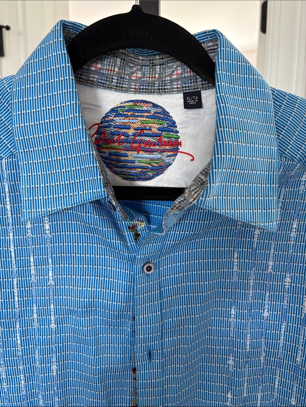 Robert Graham Bright Blue Striped Men's Button-Down Shirt